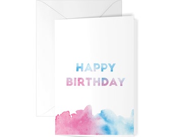 Happy Birthday Card - Watercolour card - greeting card - card - blank card - kids card - unique card - watercolor card