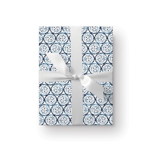 Blue Tiles Gift Wrap - Roll of 3 Sheets