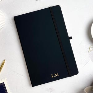 Personalised A5 Black Sketchbook, Plain Paper Initials Notebook, Monogram Journal Gift