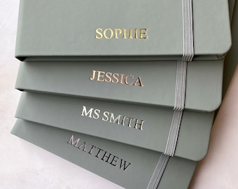 Lined Notebook Personalised Name A5 Grey Journal, New Job Leaving Gift or Teacher Present, Office/Work Gifts