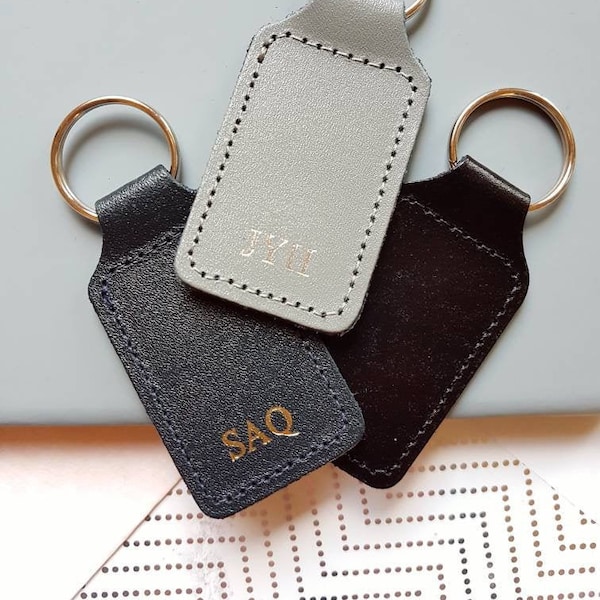 Personalised Keyring, Genuine Leather Key Fob. Custom Key Ring, Personalise with Initials, Monogram. Father's Day Gift.