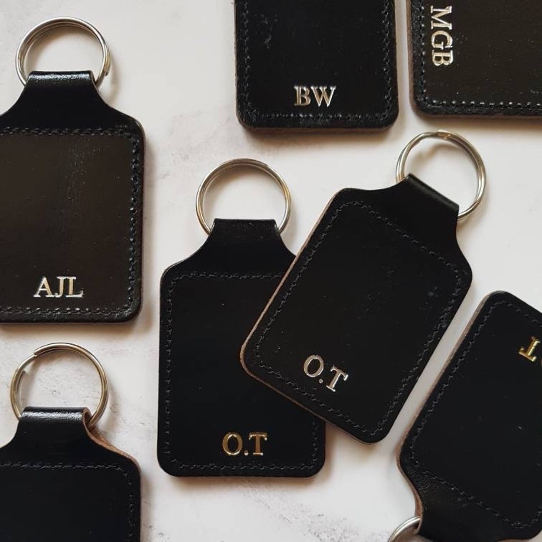 Personalised Leather Keyring, Keychain With Initials, Monogram Key