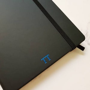 Personalised Notebook, A5 Black Lined Luxury Notepad with Foil Printed Initials. New Job, Birthday Monogram Gift imagem 9