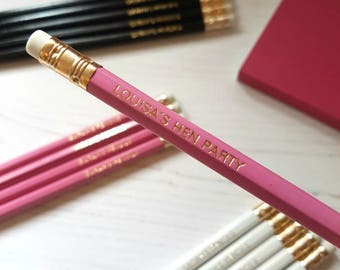 Personalised custom pencils, pencil set. Add initials, name, quote or your wording. Hen Party, Event, Wedding, Birthday, Valentine's Day!