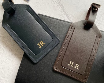 Personalised Luggage Tag, Leather Suitcase Tag, Navy Blue/Black/Brown, Monogram/Initials Travel Gift