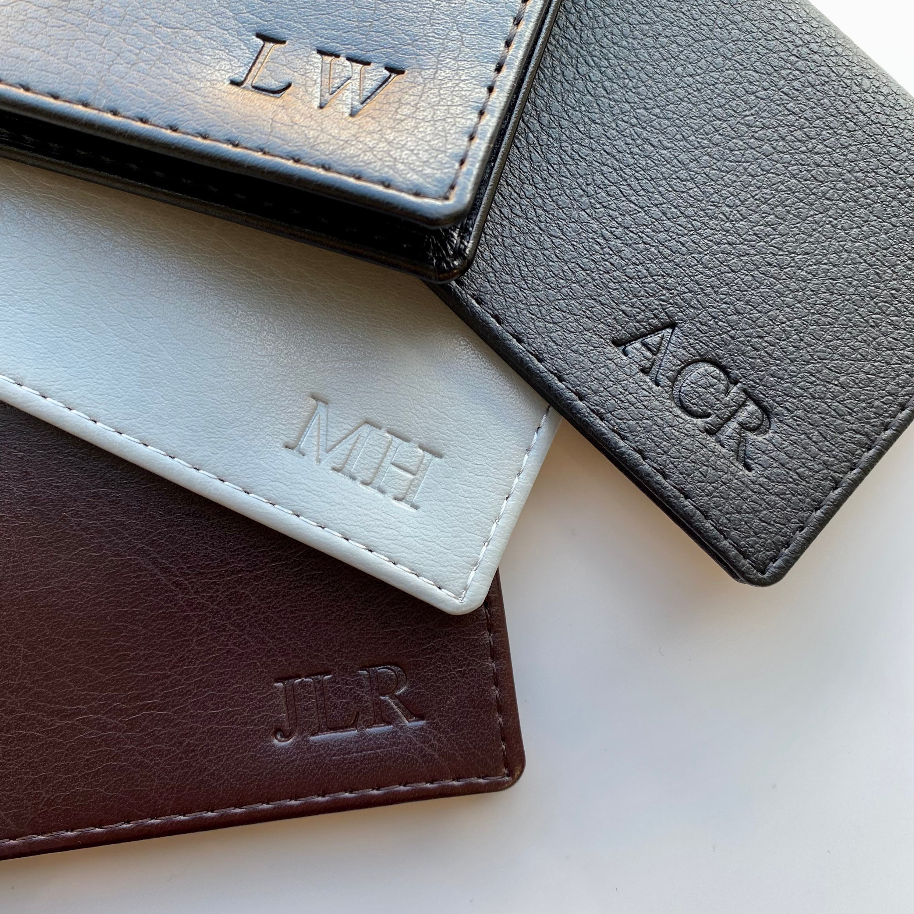 Personalised Card Holder, Initials/Monogram Gift, Vegan Leather Wallet Case