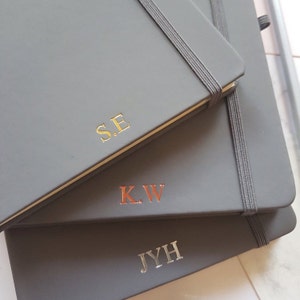 Grey notebooks in A5 size with personalised initials