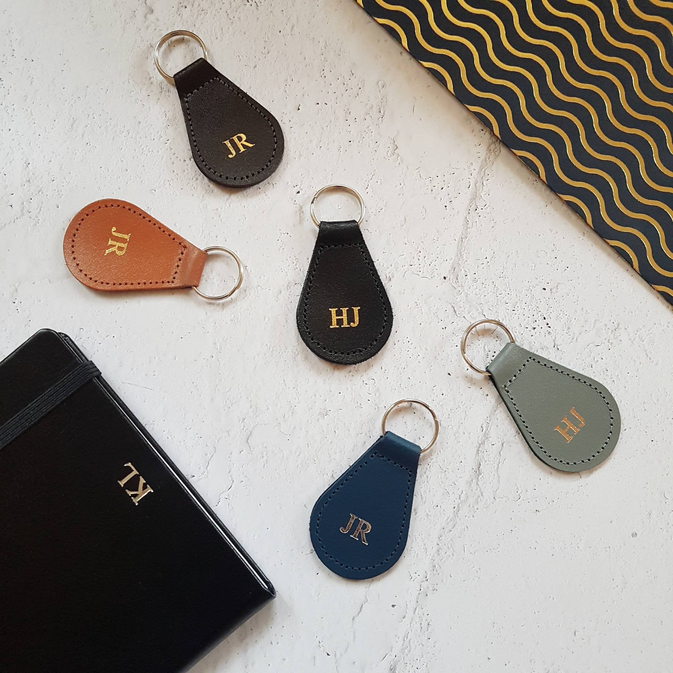 Personalised Keyring Key Fob With Initials Real Leather Etsy UK