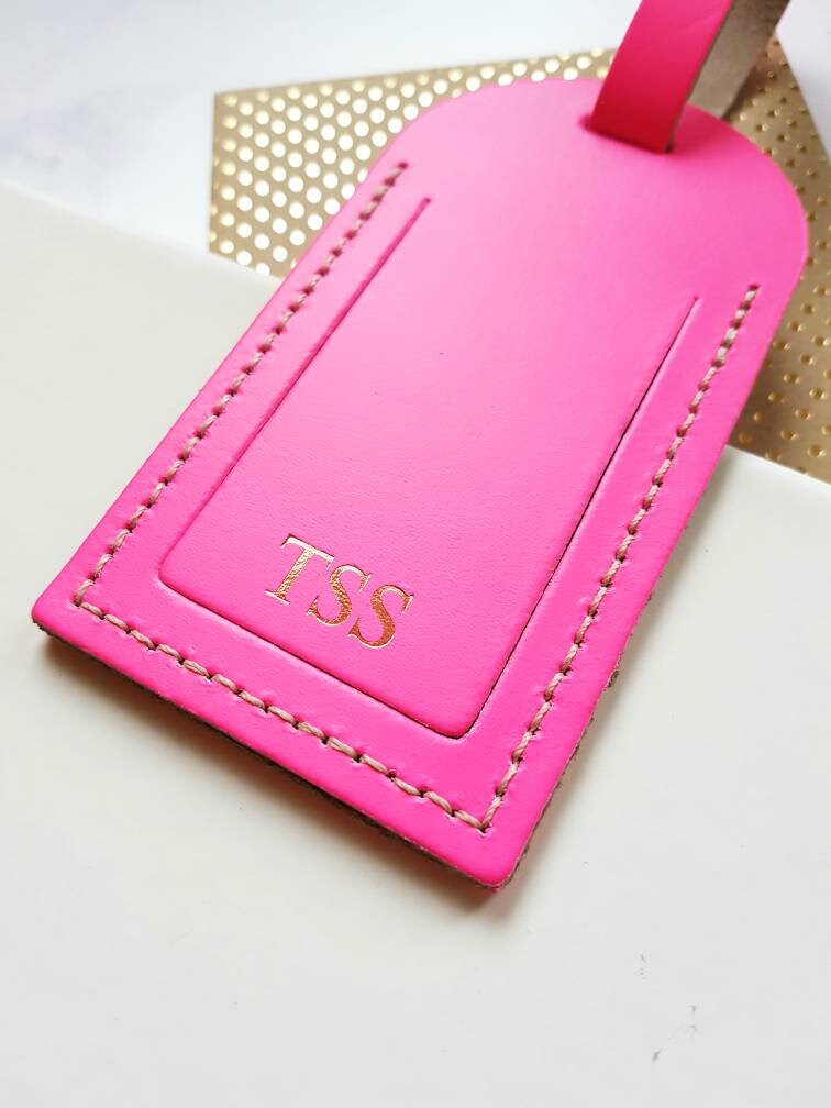 Personalised Luggage Tag With Monogram/initials Leather Etsy