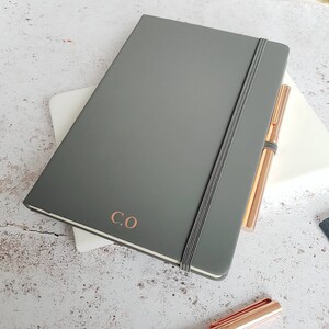 Grey - Handmade Classic Notebook with Pencil (Large)