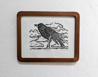 Starling - Original Hand Printed Lino Block Print