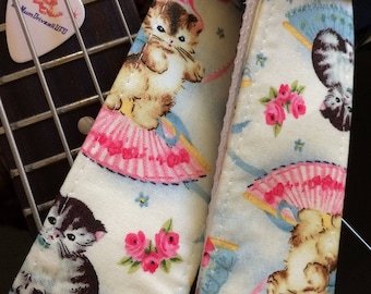 Kitten Guitar Strap: Retro Cats With Pastel Fans - Etsy