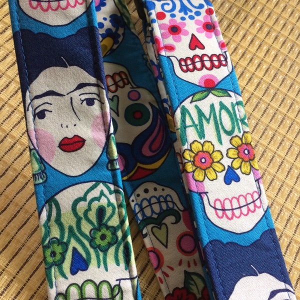 Calavera ukulele strap, mandolin strap or child guitar strap // colourful sugar skulls // day of the dead // dia de muertos // Frida Kahlo