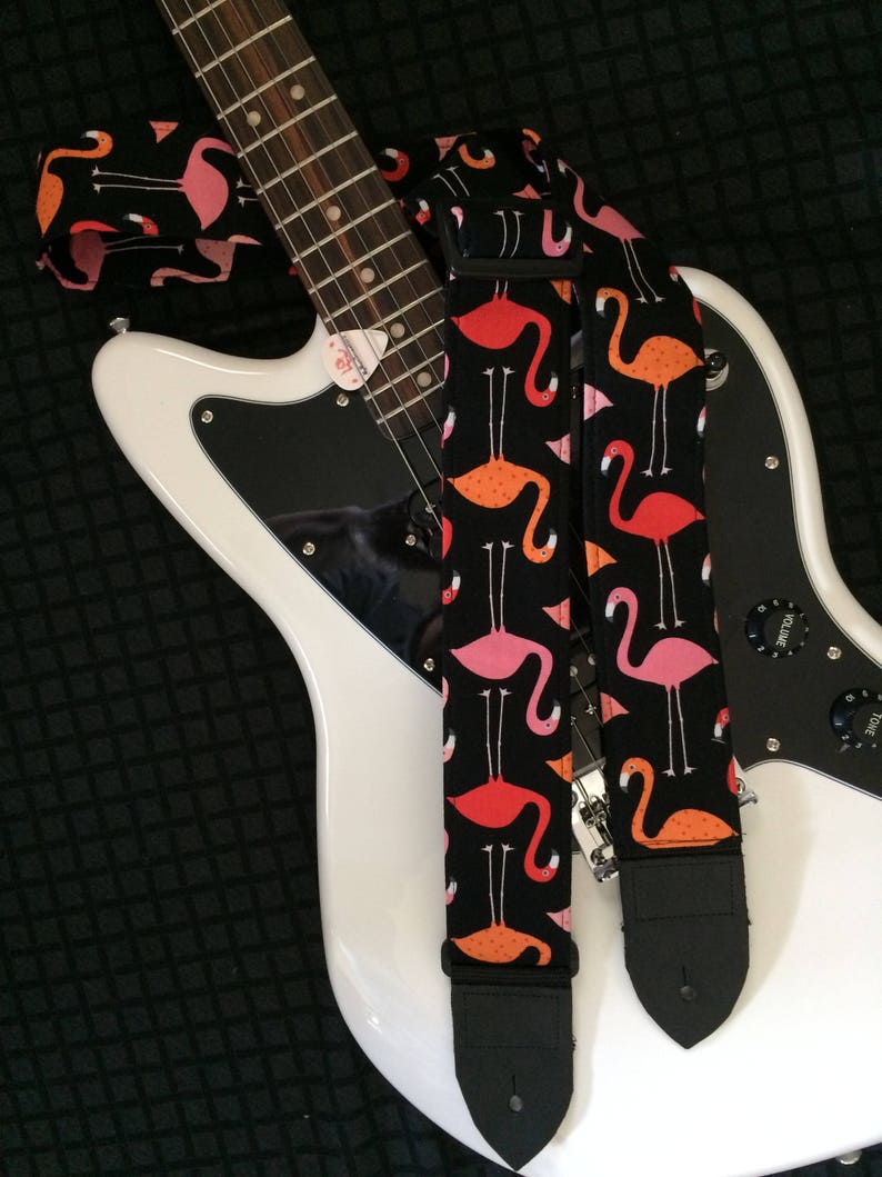 Flamingo guitar strap // rockabilly pastel punk pink