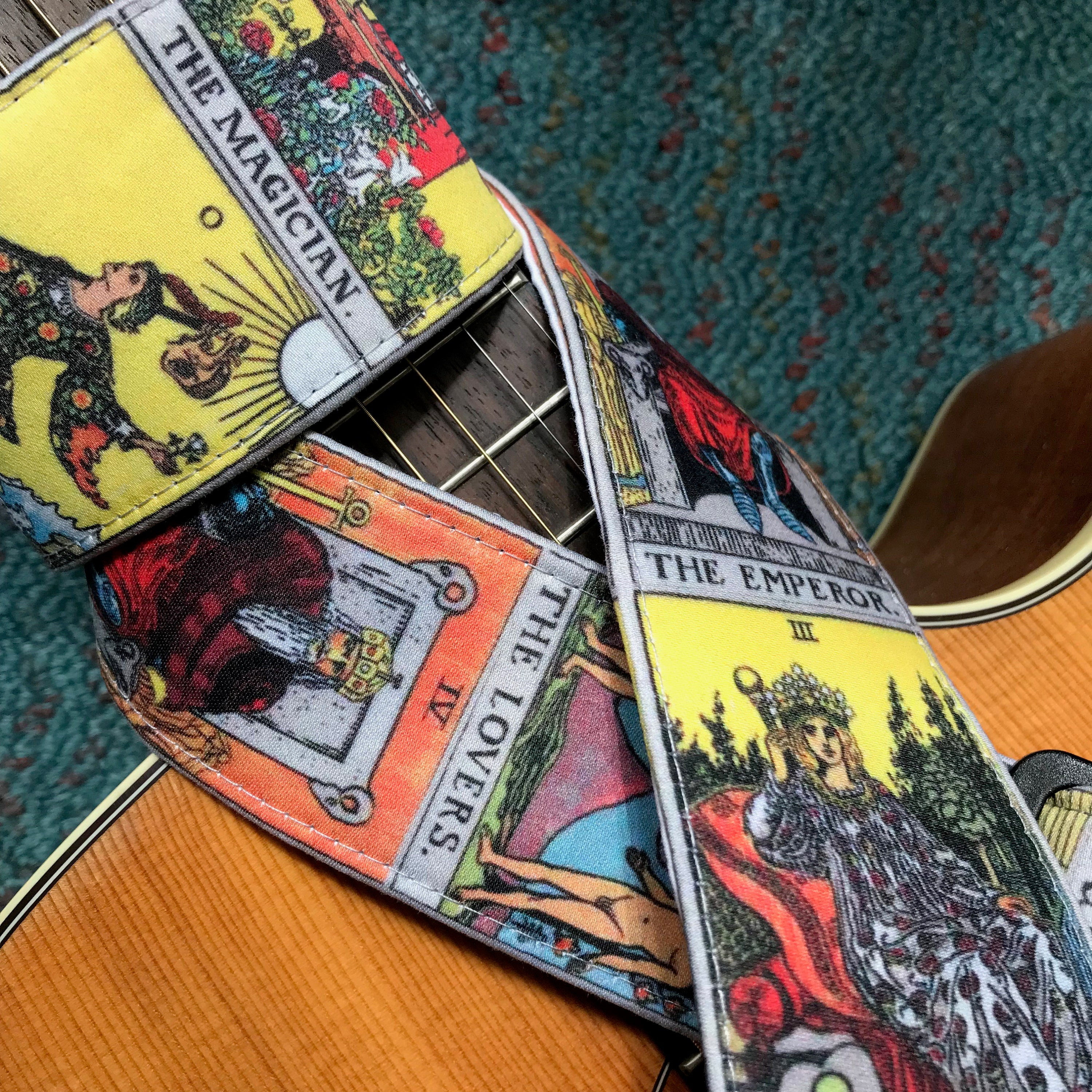 Tarot Guitar Strap Handmade Rider Waite Strap With Fool