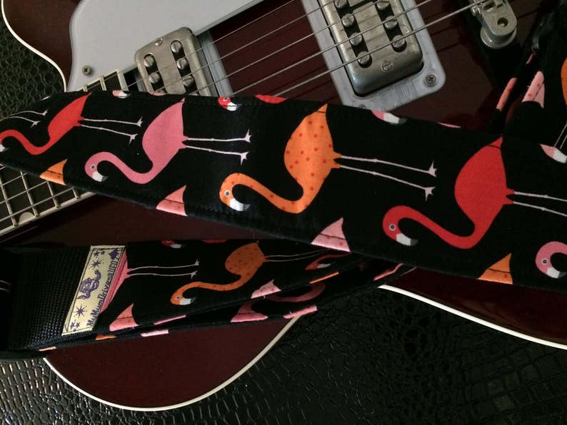 Flamingo guitar strap // rockabilly pastel punk pink