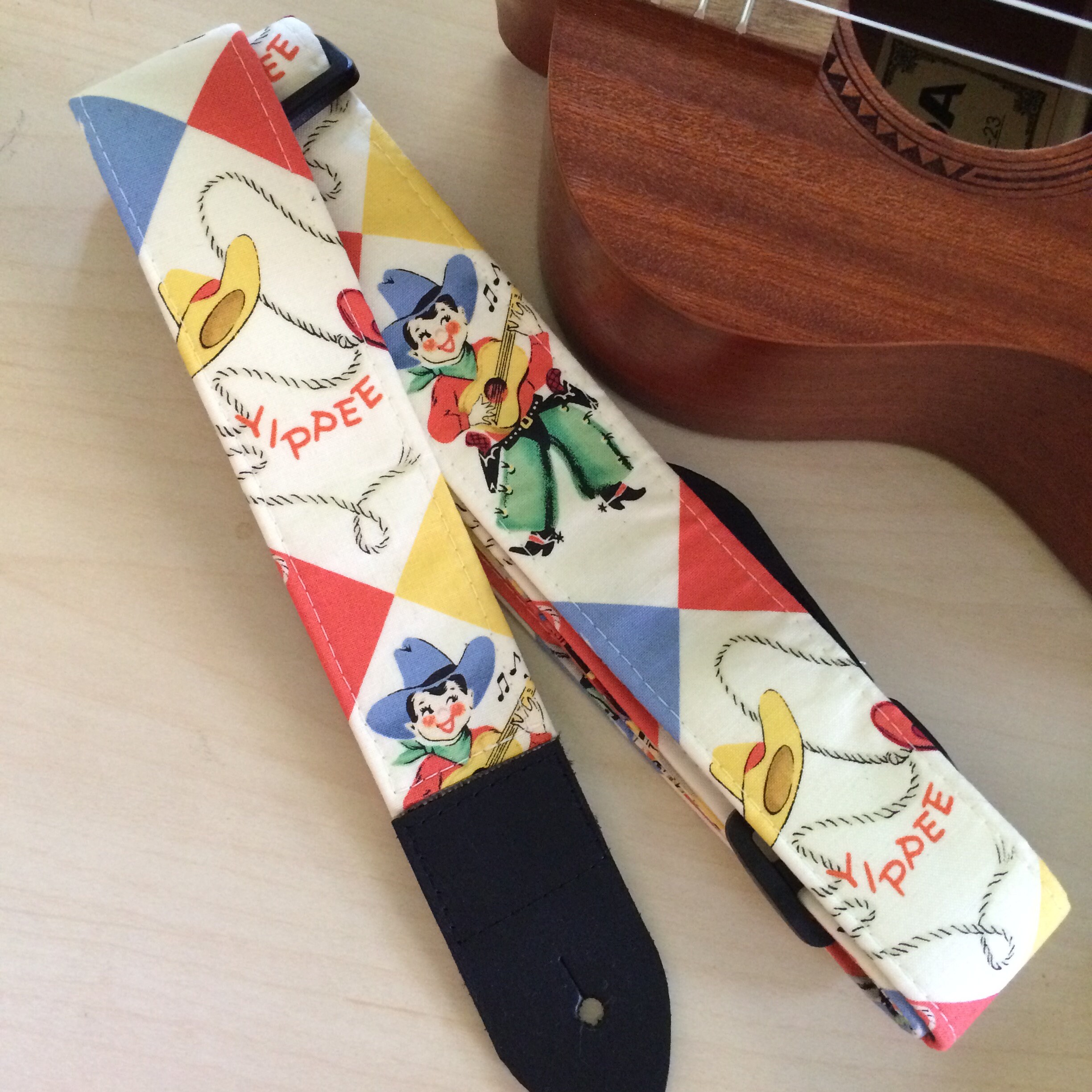 Western ukulele, mandolin or child guitar strap // vintage retro nostalgia mid century modern cowgirl // unique musician