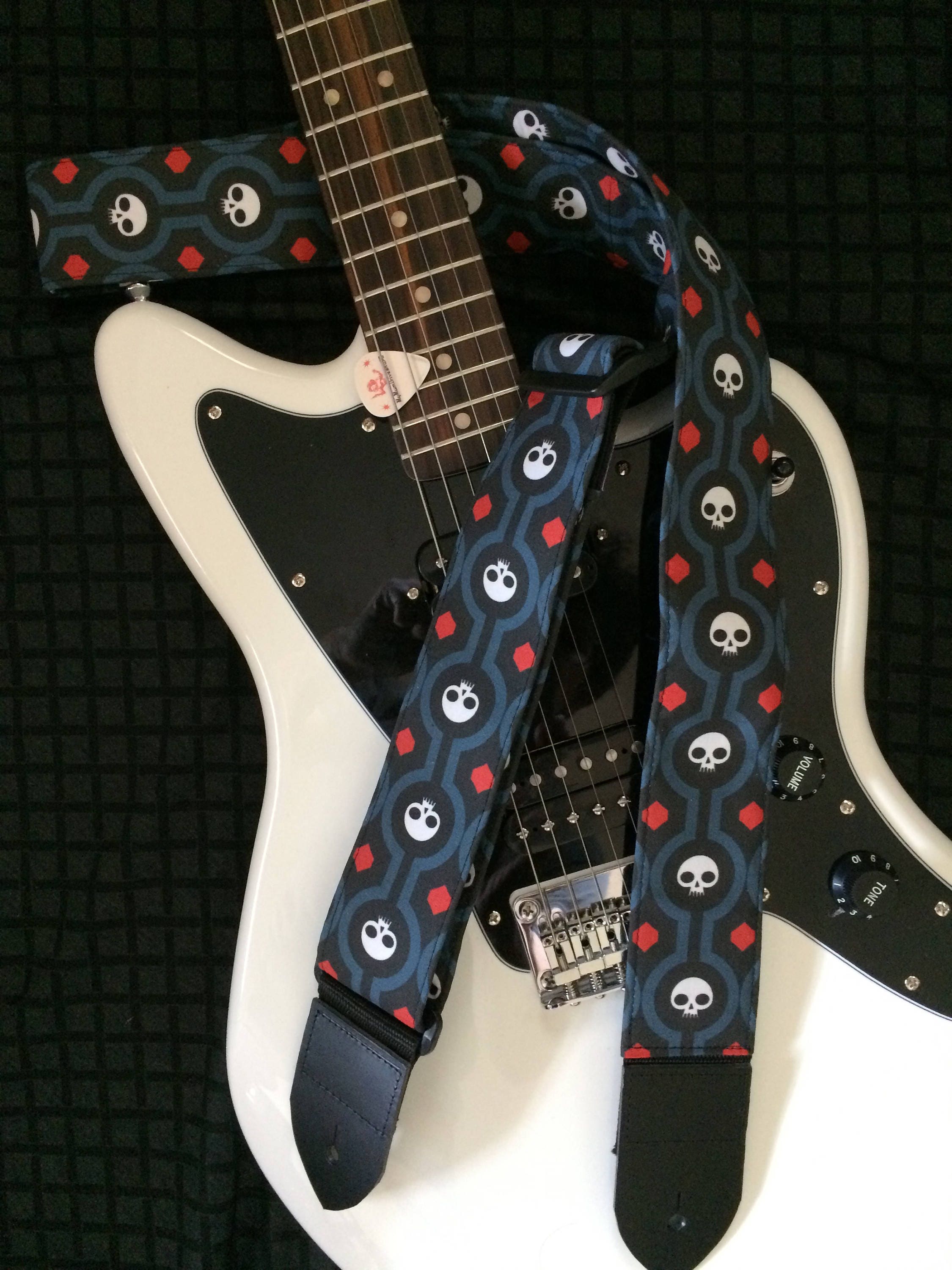 Skull Guitar Strap Handmade // Retro Skulls Cool Guitar Strap Etsy UK