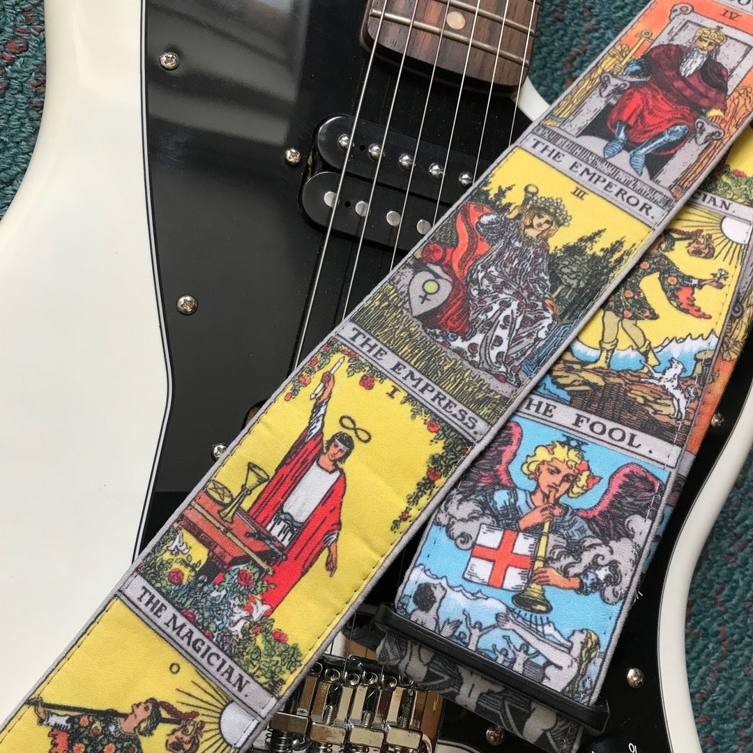 Tarot Guitar Strap // Handmade Rider Waite Strap With Fool Tarot Guitar Strap // Handmade Rider Waite Strap With Fool