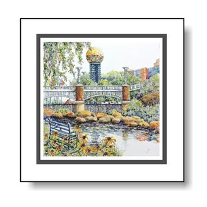 Knoxville&#39;s World&#39;s Fair Park Sunsphere Matted Art Print