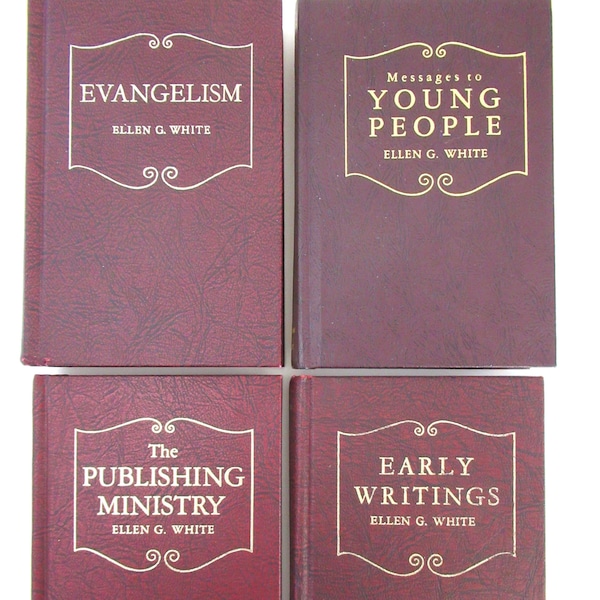 Set of 4 Vintage Ellen G White Books: Early Writings, The Publishing Ministry, Messages to Young People, Evangelism, Christian Home Library