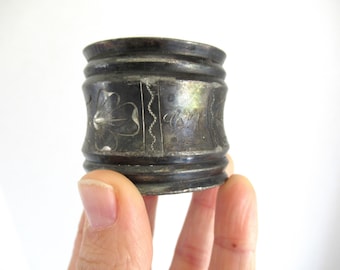 Antique Metal Napkin Ring, Napkin Holder, Engraved C H