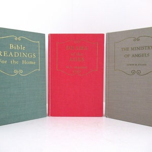 Set of 3 1950's Christian Home Library HC Books: Bible Readings For the Home, The Ministry of Angels Evans, Drama of the Ages Branson