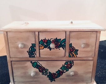 Nine completely redone and hand painted jewelry box