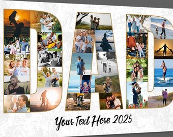 Canvaskunst vader fotocollage op maat | Familie wanddecoratie Vaderdag, verjaardag, gepersonaliseerd