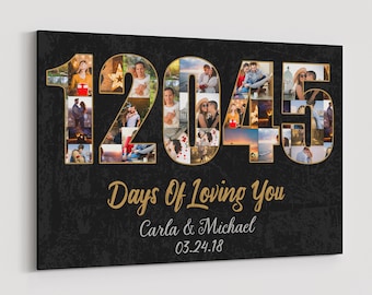 33rd Anniversary Photo Collage Canvas: Custom Year Gift