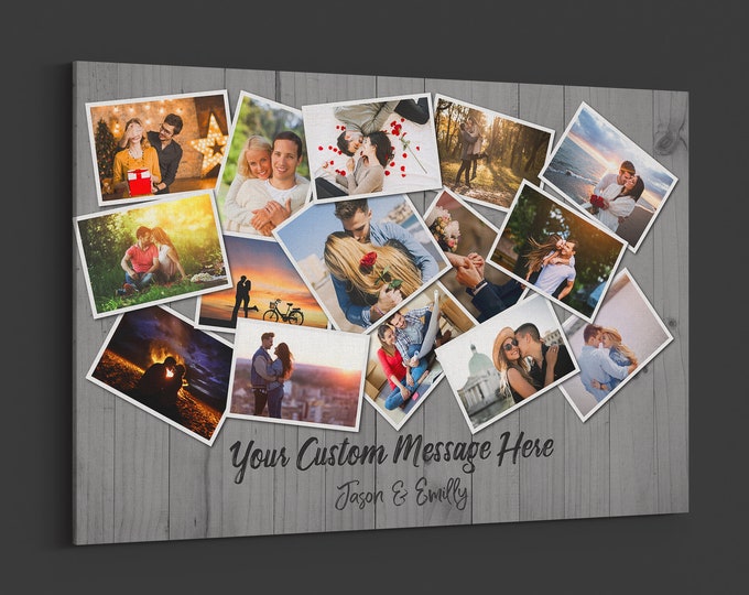 Custom Photo Collage Canvas, Gift Photo Collage, Love Photo Gifts, Anniversary Wall Art, Gift For Wife, Photo Personalized Gifts