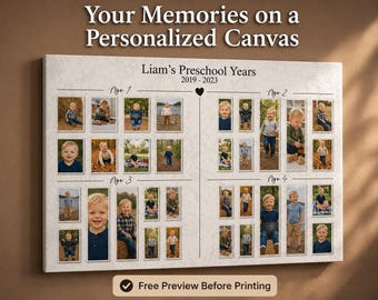 Personalized Preschool Years Photo Collage Canvas Print – Custom Kids Memory Wall Art