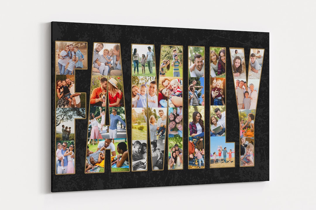 Personalized Family Photo Collage Canvas Wall Art, Custom 50-image ...