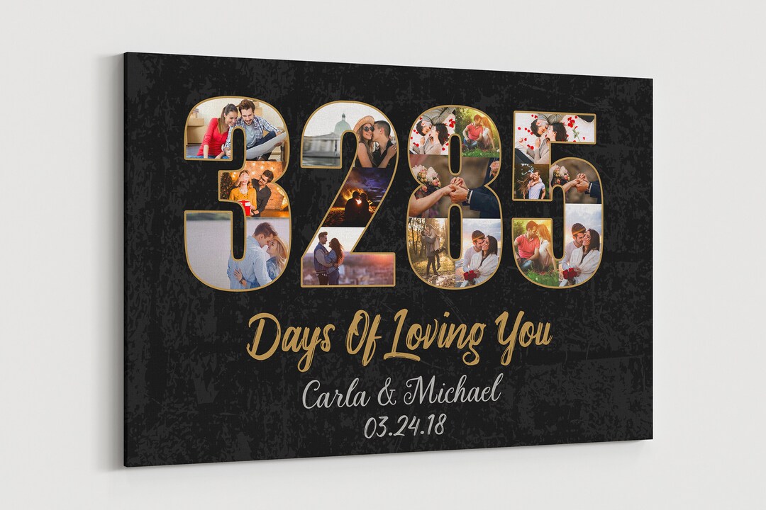 9th Anniversary Photo Collage Canvas, Custom Year Art Gift - Etsy