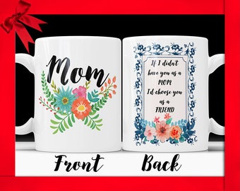 ママへのコーヒーマグカップ - 母の日ギフト、花柄のメッセージ入りセラミックカップ