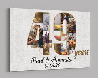 49th Anniversary Gifts Custom Collage Photo Canvas Personalized Wall Art Wedding Anniversary Gift 49 Years Married Gift Wife Husband Present