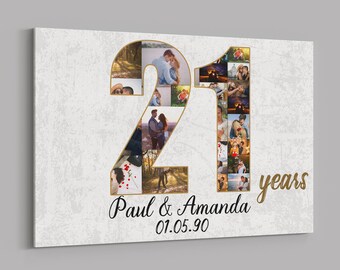 21 Jahre Foto-Collage, personalisiertes Hochzeitsgeschenk