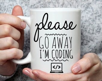 Caneca engraçada de programação: Por favor, vá embora, presente para programador