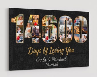 40 Year Anniversary Gift Canvas 40th Wedding anniversary gifts 40 years Wedding photo collage Custom Anniversary Year Art gift for husband