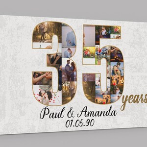 35th Anniversary Photo Collage Canvas, Personalized Gift