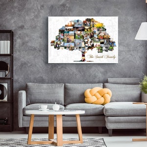 Family Tree Art Print Wall Art Canvas Family Tree Collage Custom Pictures Collage Personalized Wall Decor Family Sign image 2