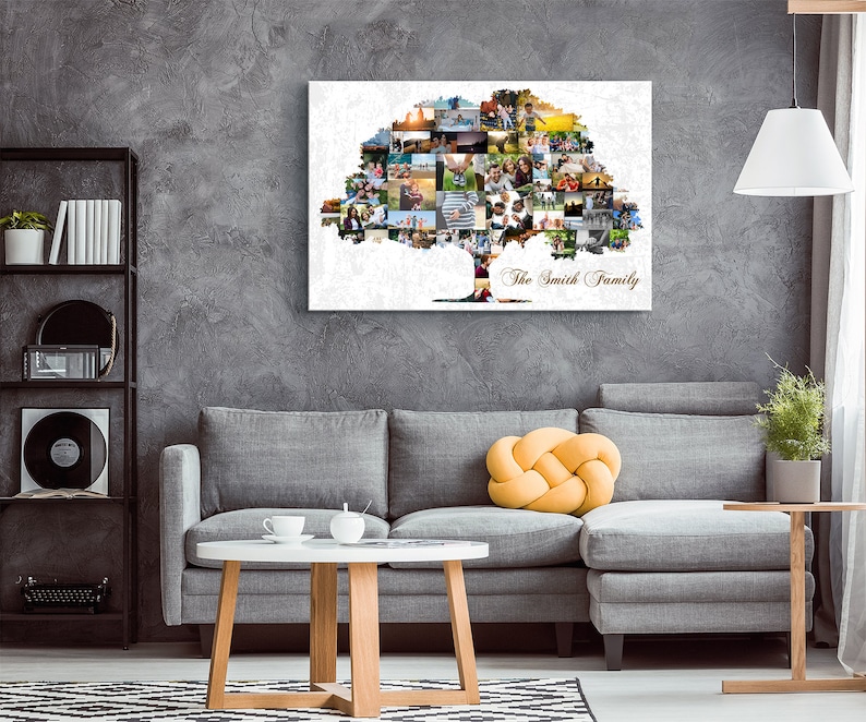 Family Tree Art Print Wall Art Canvas Family Tree Collage Custom Pictures Collage Personalized Wall Decor Family Sign image 2