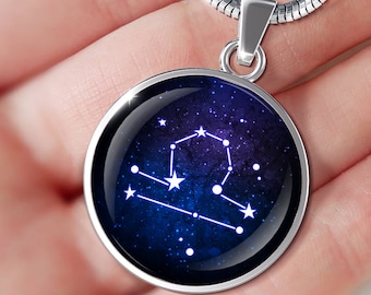 Collar de la constelación de Libra: colgante de acero quirúrgico con el símbolo del zodíaco.
