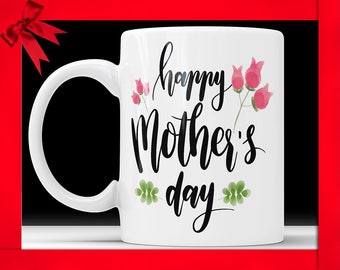 Caneca de café floral para o Dia das Mães - Presente de cerâmica para a mamãe