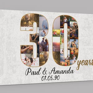30th Anniversary Gifts Custom Collage Photo Canvas Personalized Wall Art Wedding Anniversary Gift 30 Years Married Gift Wife Husband Present image 1