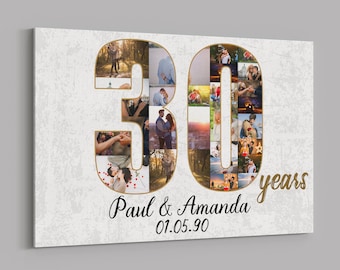 30th Anniversary Gifts Custom Collage Photo Canvas Personalized Wall Art Wedding Anniversary Gift 30 Years Married Gift Wife Husband Present