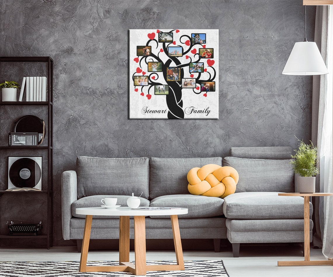 Family Tree Art Print Wall Art Canvas Family Tree Collage Etsy