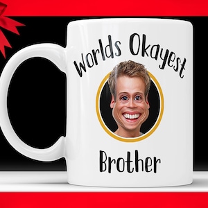 Personalized Caricature Coffee Mug: Worlds Okayest Brother Funny Novelty Gift