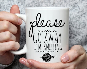 Taza divertida para tejer: "Por favor, vete", regalo para tejedores