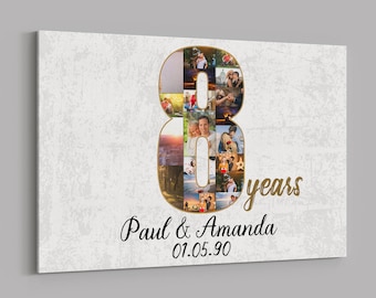 8th Anniversary Gifts Custom Collage Photo Canvas Personalized Wall Art Wedding Anniversary Gift 8 Years Married Gift Wife Husband Present